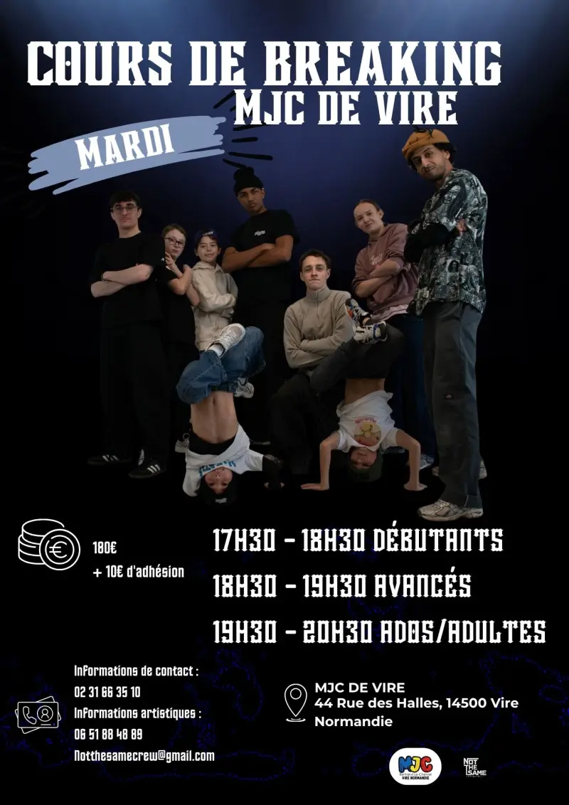 Flyer cours de breakdance à Vire